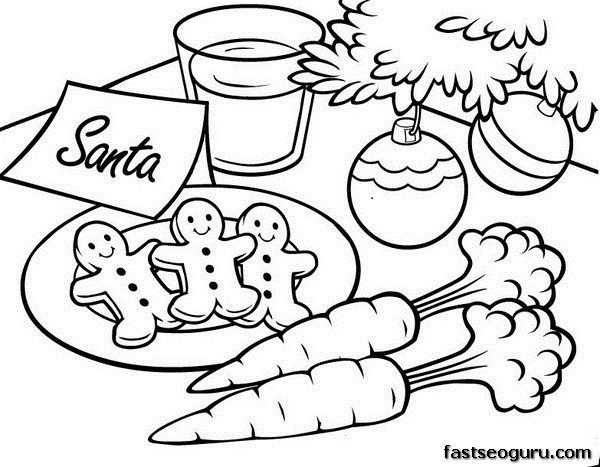Printable Christmas gingerbread cookies for santa coloring pages